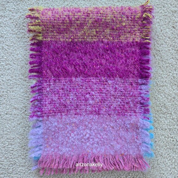 NWOT Wool & Mohair Curly Scarf Avoca Purple Turquoise - Picture 12 of 14